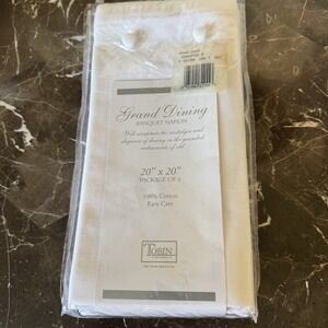 Grand DiningBanquet Napkins White 20"x20"square 100% Cotton Package Of 6